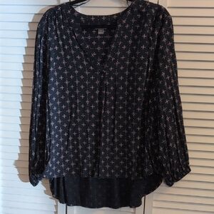 Falls Creek Black and Pink Patterned Blouse